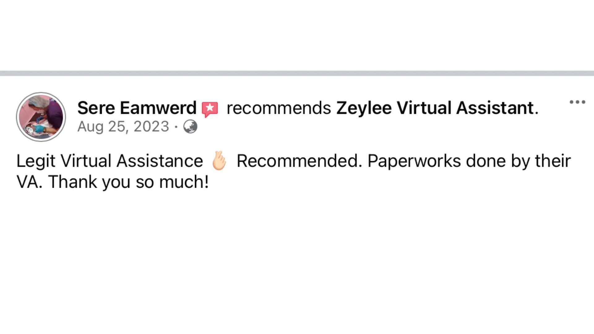 Client Testimonial Feedback Screenshot